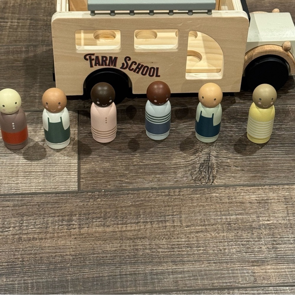 Hearth & Hand with Magnolia Kids Farm School Bus & 6 Pc Peg Set - Picture 2 of 15